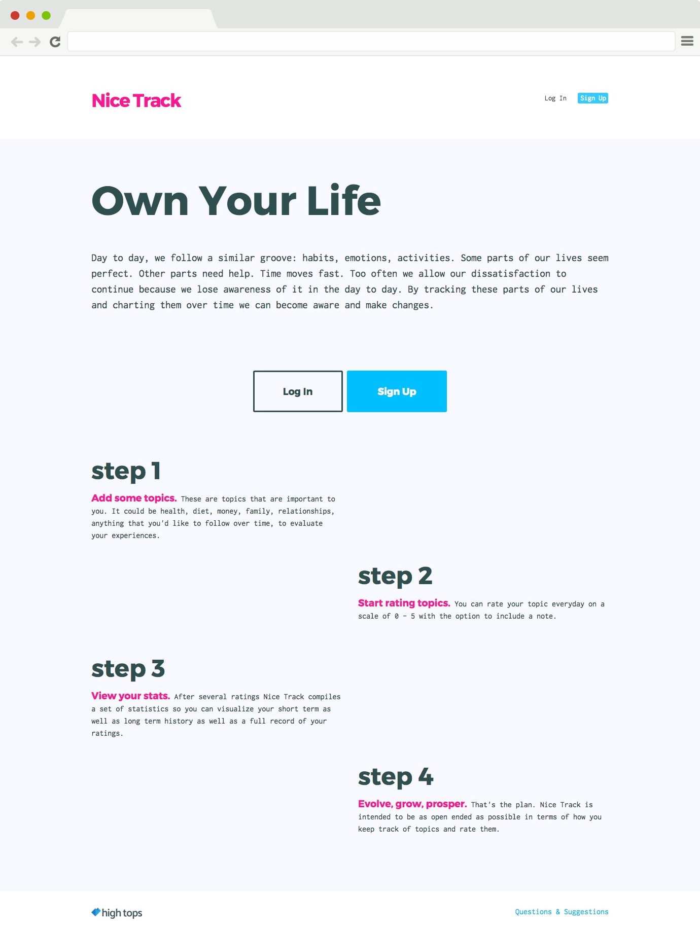 Nice Track Landing Page Screenshot